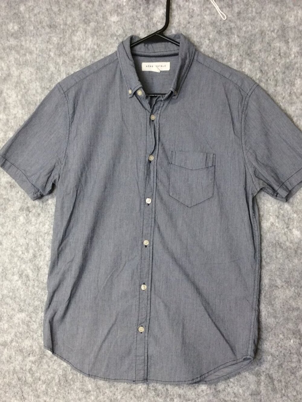 Aeropostale Marble Wash Denim Woven Shirt Men's Size Small Blue Button Up 2018